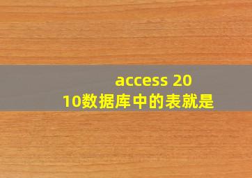 access 2010数据库中的表就是